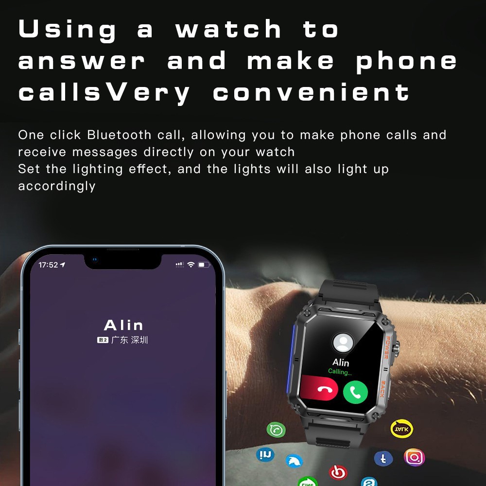 小狮智能手表心率真血氧监测消息提醒遥控音乐拍照 - Image 6