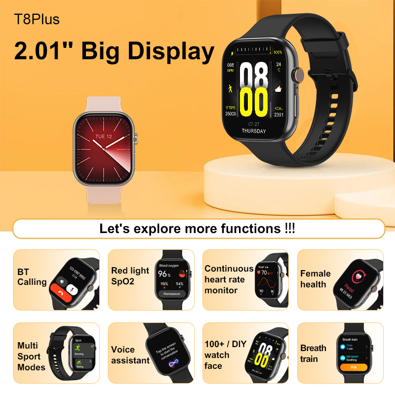 T8 PLUS Bluetooth call smart watch multiple sports mode heart rate blood pressure monitoring smart watch - Image 3