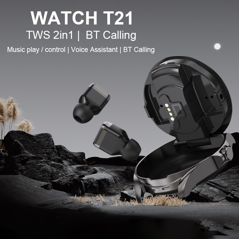 2025 New T21 Bluetooth Headset Call TWS Moxin ATS3085 with Memory 2 in 1 Smart Watch - Image 5