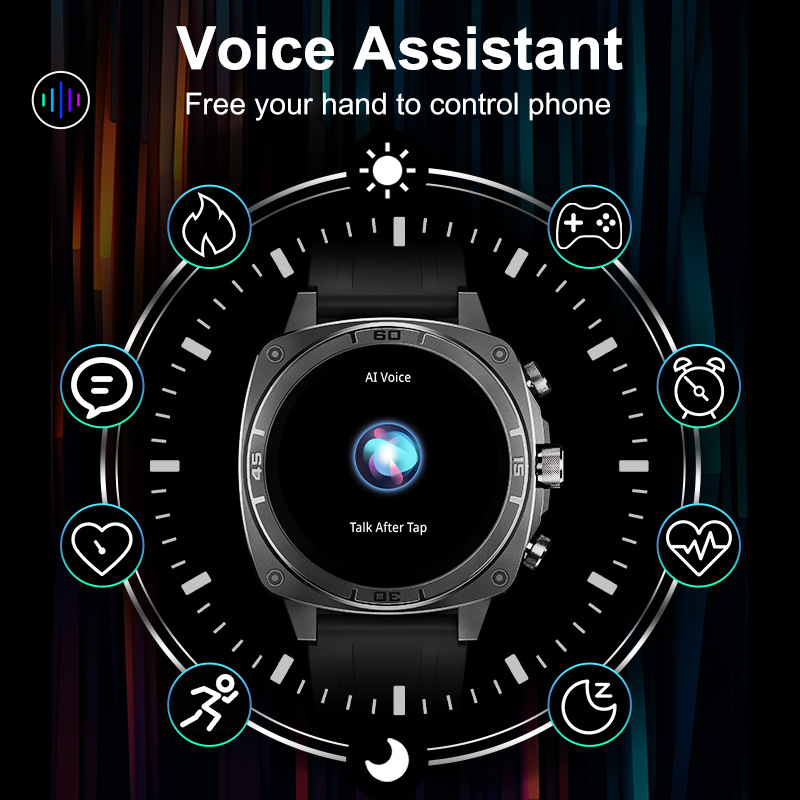 T68 Bluetooth Call Sports Watch 1.43 AMOLED True Heart Message Reminder Smart Watch - Image 2