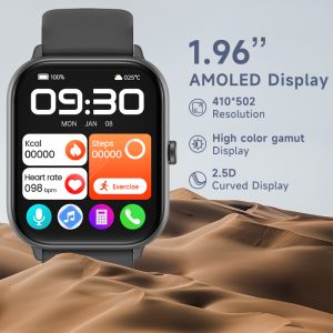 T36 Aluminum Alloy 1.96AMOLED Real-time Heart Rate Red Light Blood Oxygen 100+ Sports Smartwatch