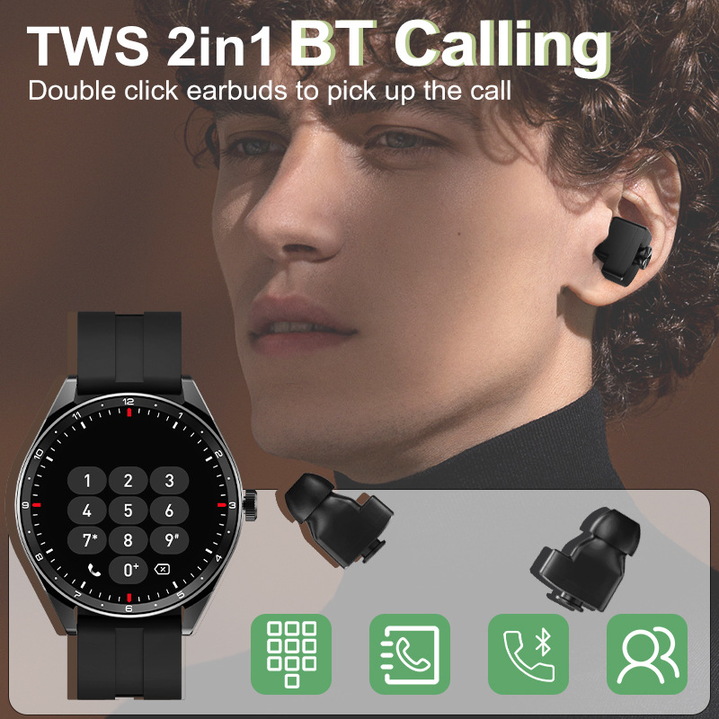 2025 TWS earphone watch T23 two-in-one Bluetooth call Moxin ATS3085S smart watch